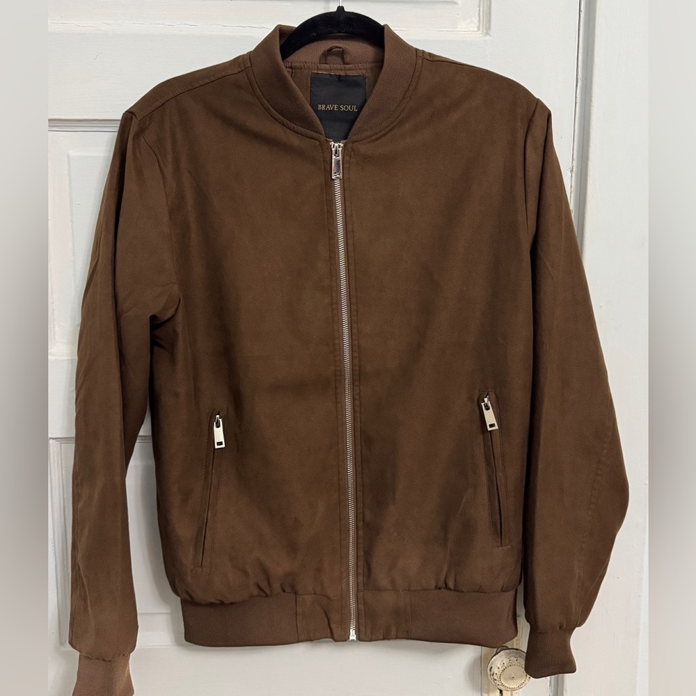 Brave Soul Men's Brown Bomber Jacket